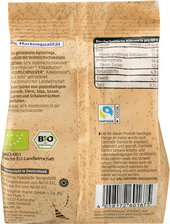 Apfelringe schokoliert dmBio