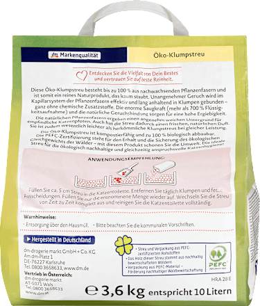 Katzenstreu, Öko-Klumpstreu Dein Bestes