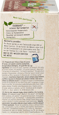 Herbatka czekoladowy czaj Podróż do Orientu, łupiny kakaowca, imbir & cynamon (20 x 2 g) dmBio