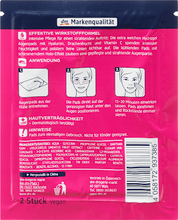 Hydrożelowe płatki pod oczy z kwasem hialuronowym, smoczym owocem i witaminą C Balea