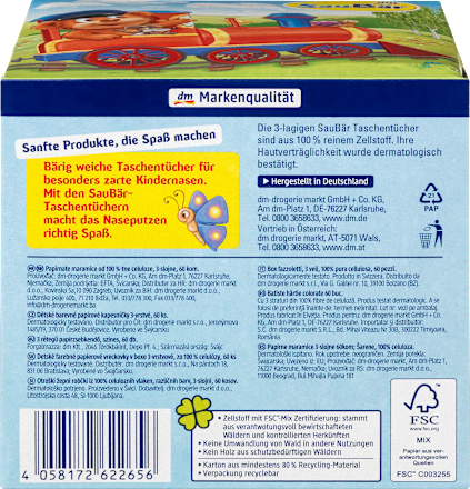 Taschentücher Box sortiert (Dschungel & Lokomotive)  SauBär