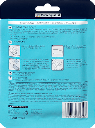 Fußmaske Socken, intensive Feuchtigkeitspflege (1 Paar) Balea