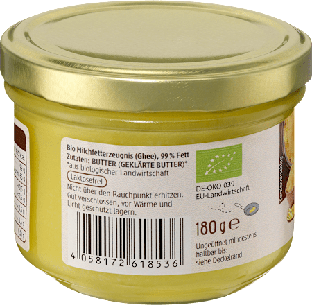 Ghee, geklärte Butter, Naturland dmBio