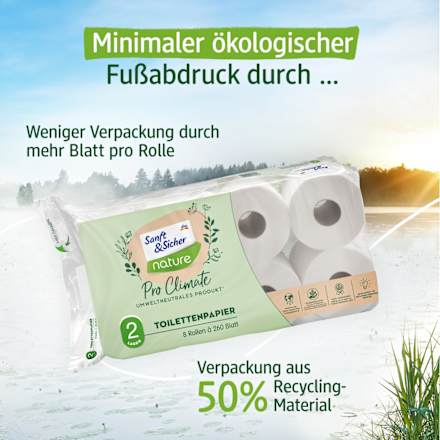 Toilettenpapier Pro Climate nature Stroh 2--lagig (8x260 Blatt) Sanft&Sicher