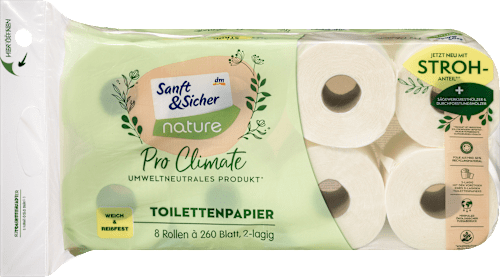 Toilettenpapier Pro Climate nature Stroh 2--lagig (8x260 Blatt) Sanft&Sicher