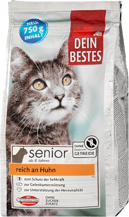Hrană uscată pentru pisici senior cu aroma de pui Dein Bestes