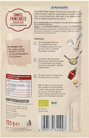 Dinkel Pancakes mit Schokostückchen dmBio