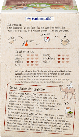 Herbatka czekoladowy czaj Podróż do Orientu, łupiny kakaowca, imbir & cynamon (20 x 2 g) dmBio