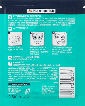 Augenpads Hydrogel Kaktuswasser (1 Paar) Balea