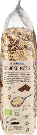Bio muesli s polnozrnatimi ovsenimi in pšeničnimi kosmiči s polnomlečno čokolado dmBio