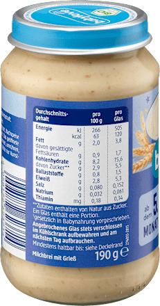 Abendbrei Grieß pur ab dem 5. Monat babylove