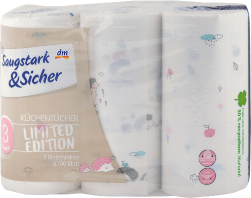 Ręcznik papierowy z motywem, 3-warstwowy, 3x100 listków Saugstark&Sicher