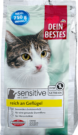 Суха храна за котки Sensitive с птиче месо DEIN BESTES