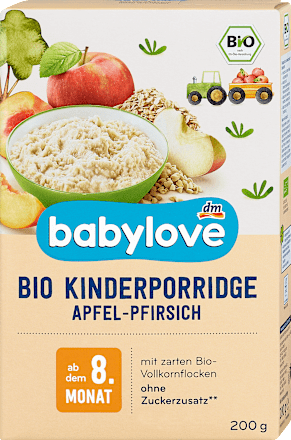 Porridge Apfel und Pfirsich ab dem 8. Monat babylove