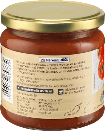 Sauce, Tomatensauce "Arrabbiata", scharf dmBio