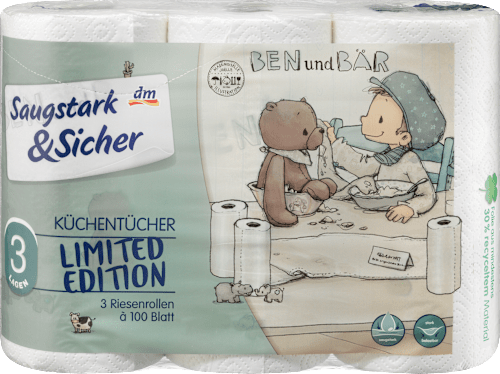 Ręcznik papierowy z motywem, 3-warstwowy, 3x100 listków Saugstark&Sicher