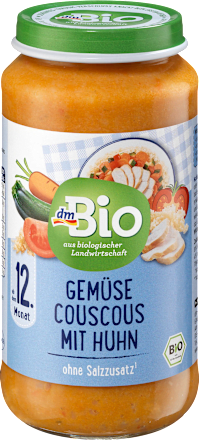 Menü Gemüse-Couscous mit Huhn, ab dem 12. Monat dmBio