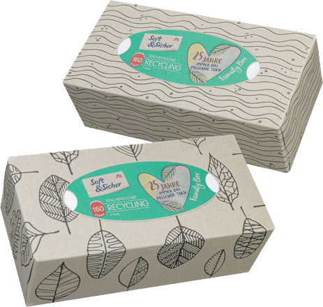 Taschentücher Box Recycling 3-lagig Soft&Sicher