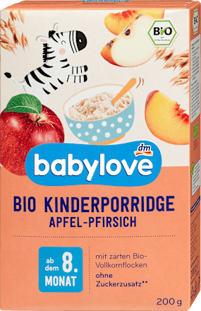 Porridge Apfel und Pfirsich ab dem 8. Monat babylove
