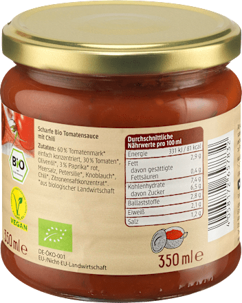 Sauce, Tomatensauce "Arrabbiata", scharf dmBio