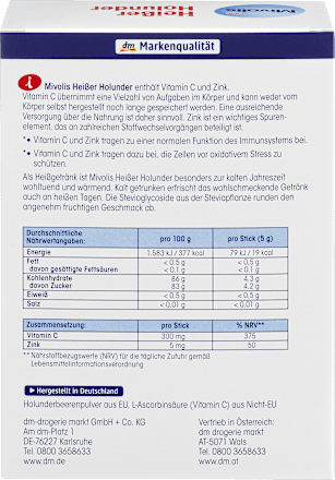 Heißgetränk, Heißer Holunder (20 Sticks) Mivolis