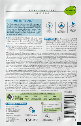 Aqua Tuchmaske Meeresalge alverde NATURKOSMETIK