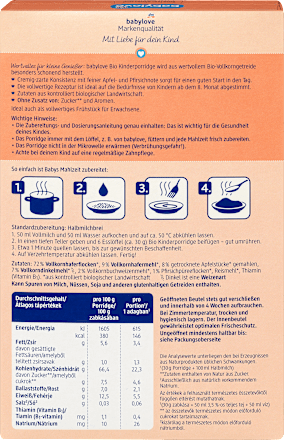 Porridge Apfel & Pfirsich ab dem 8. Monat babylove