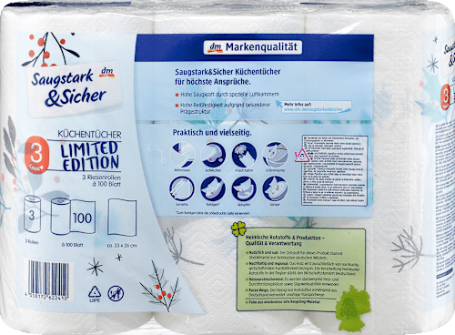 Ręcznik papierowy z motywem, 3-warstwowy, 3x100 listków Saugstark&Sicher