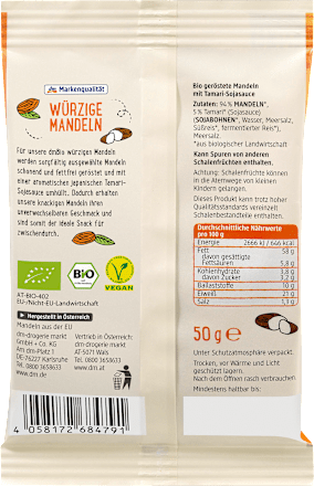 Mandeln würzig mit japanischer Tamari-Sojasauce dmBio