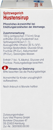 Spitzwegerich Hustensirup  Mivolis