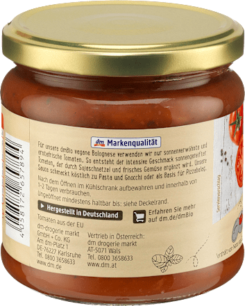 Sauce, Tomatensauce vegane Bolognese, vegan dmBio