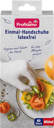 Egyszerhasználatos latexmentes kesztyű, fehér, közepes méretű Profissimo