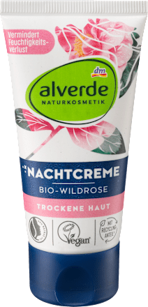 Nočna krema za obraz z bio divjo vrtnico alverde NATURKOSMETIK
