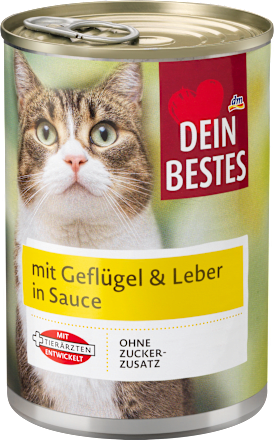 Nassfutter für Katzen, mit Geflügel und Leber in Sauce Dein Bestes