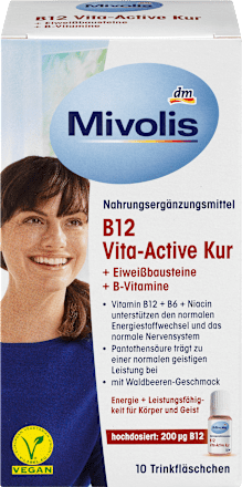 B12 Vita-Active Kur + Eiweißbausteine + B-Vitamine, hochdosiert, 10 Trinkfläschchen Mivolis