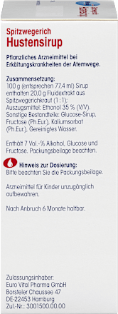 Spitzwegerich Hustensirup  Mivolis