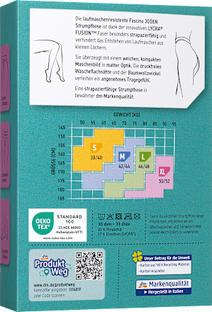 punčochové kalhoty odolné proti protržení, 30 DEN, černé, vel. 42-44 Fascino