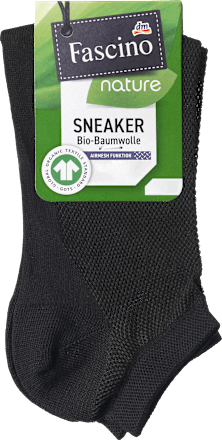 Sneaker Airmesh mit Bio-Baumwolle, Gr. 35-38, schwarz Fascino