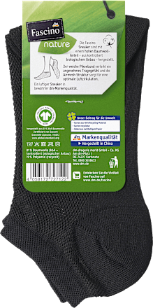 Sneaker Airmesh mit Bio-Baumwolle, Gr. 35-38, schwarz Fascino