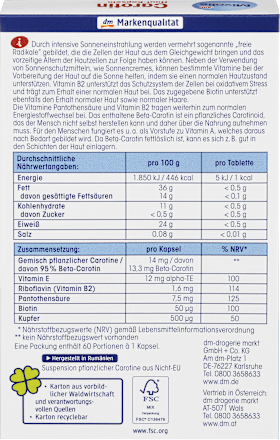 Carotin Haut-Kapseln 60 St. Mivolis