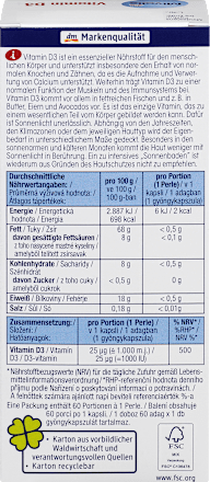 Vitamin D3, Perlen 60 St. Mivolis