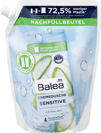 Krémový sprchovací gél Sensitive, náhradná náplň Balea