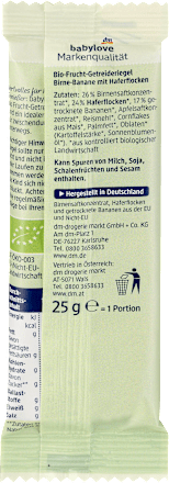 Bio Frucht-Getreide-Riegel Birne-Banane babylove