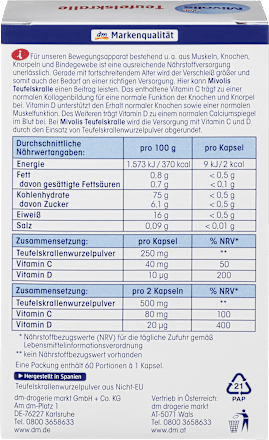 Ördögcsáklya étrend-kiegészítő kapszula, ördögcsáklyagyökérrel és vitaminokkal Mivolis