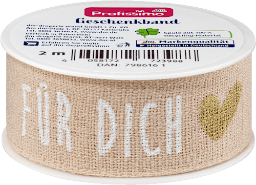 Geschenkband aus Leinen mit Schrift Profissimo
