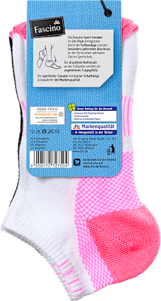 Skarpety sportowe typu SNEAKER, czarne/białe/neonowy róż, rozmiar 39/42 Fascino