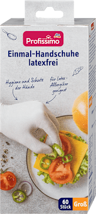 Rękawiczki jednorazowe bez lateksu, białe, L Profissimo