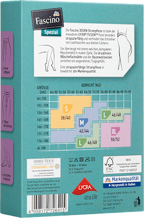 Rajstopy odporne na powstawanie oczek, grubość 30 den, czarne, rozmiar 42/44 M Fascino