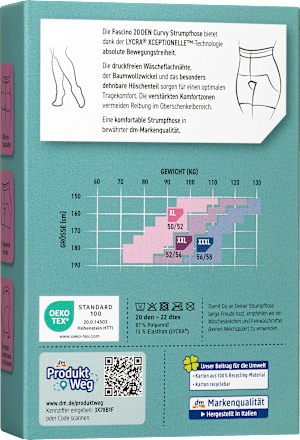 Strumpfhose Curvy caramel Gr. 50/52, 20 DEN Fascino