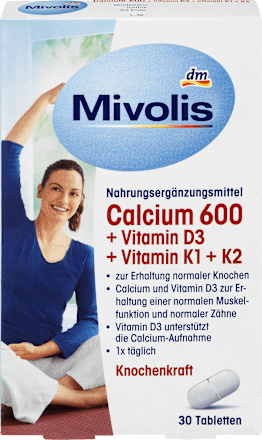 Calcium 600 + Vitamin D3 + K1 + K2, 30 St Mivolis